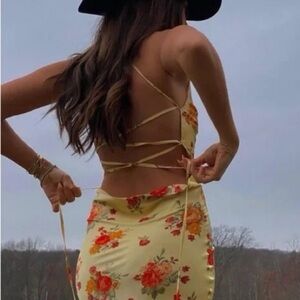 Floral Yellow Backless Tie Dress WeWoreWhat